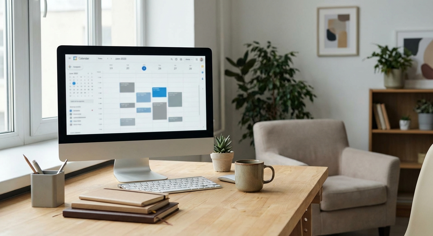 Calendrier numérique organisé sur un écran de bureau de thérapeute